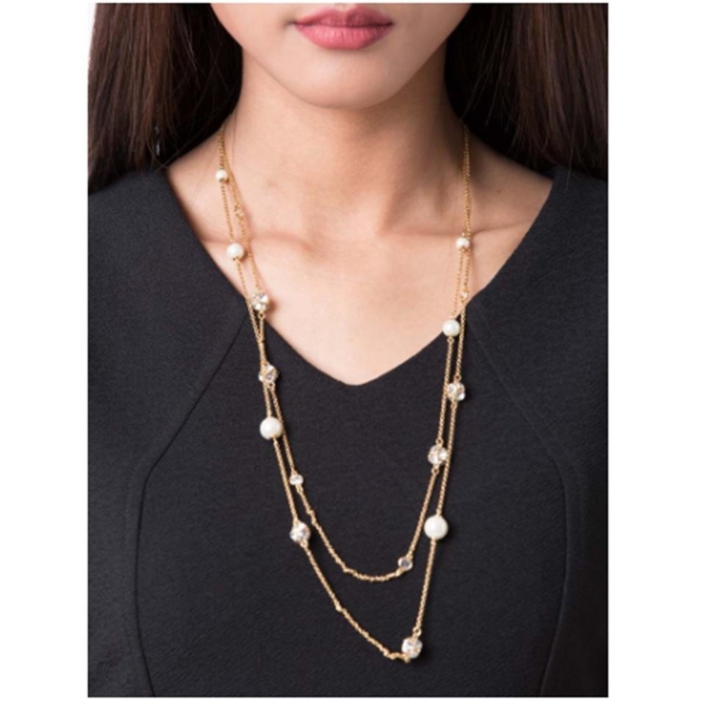 Kate Spade Double strand crystal & pearl necklace - Picture 2 of 6
